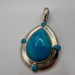 Carolyn Pollack Teardrop Turquoise Sterling Silver 925 Necklace Pendant